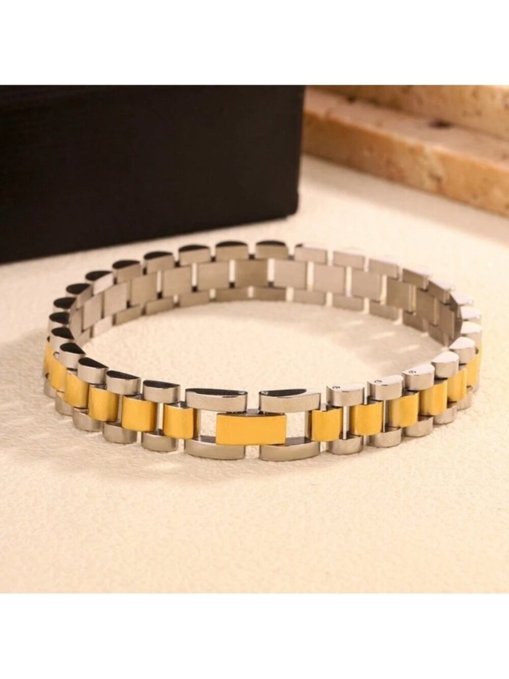 Gold & Silver Two-Tone 18k Gold Plated Link Bracelet – 10mm Modern Statement's
